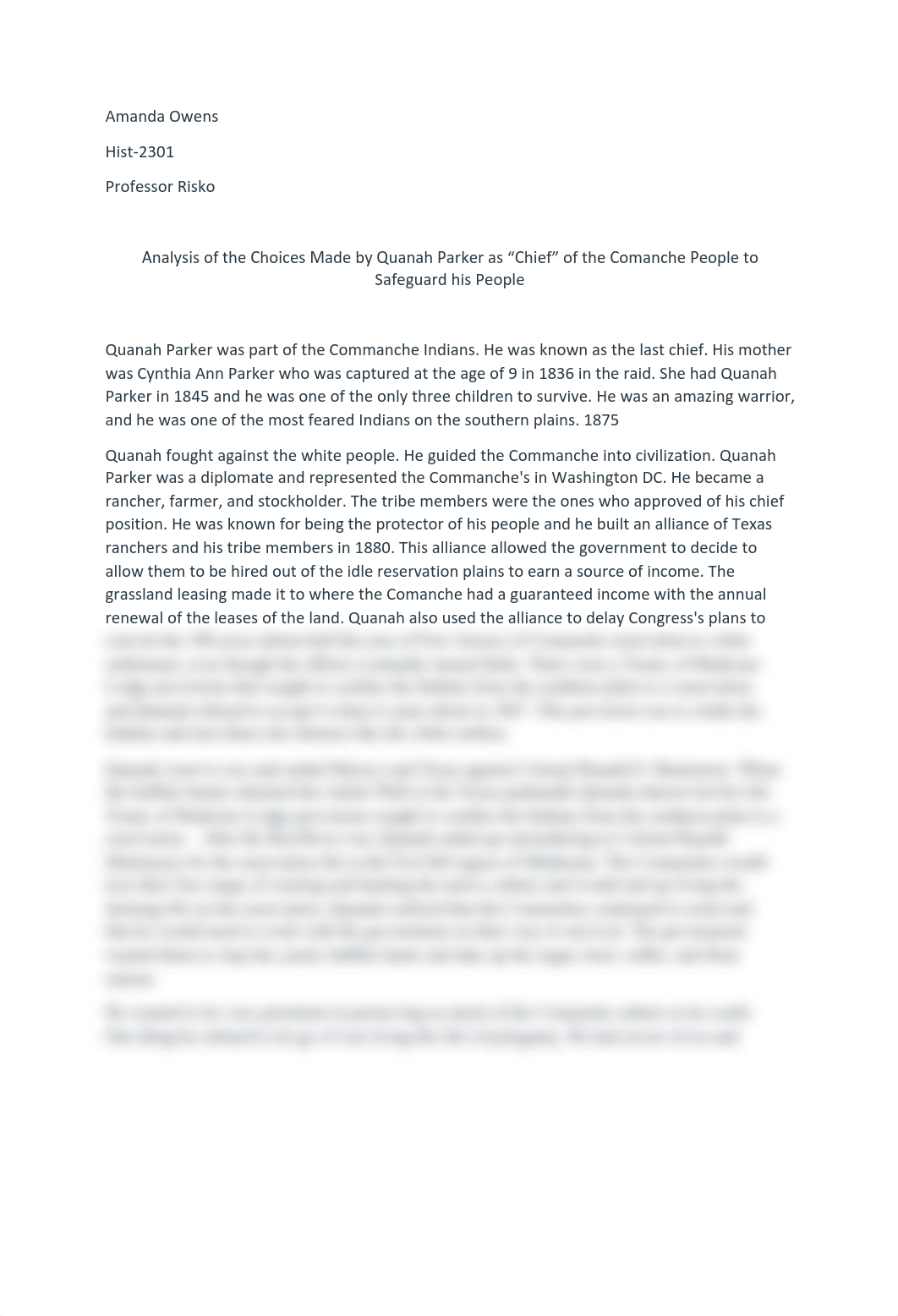 Analysis of the Choices Made by Quanah Parker as "Chief" of the Comanche People to Safeguard his Peo_d00h14503rj_page1