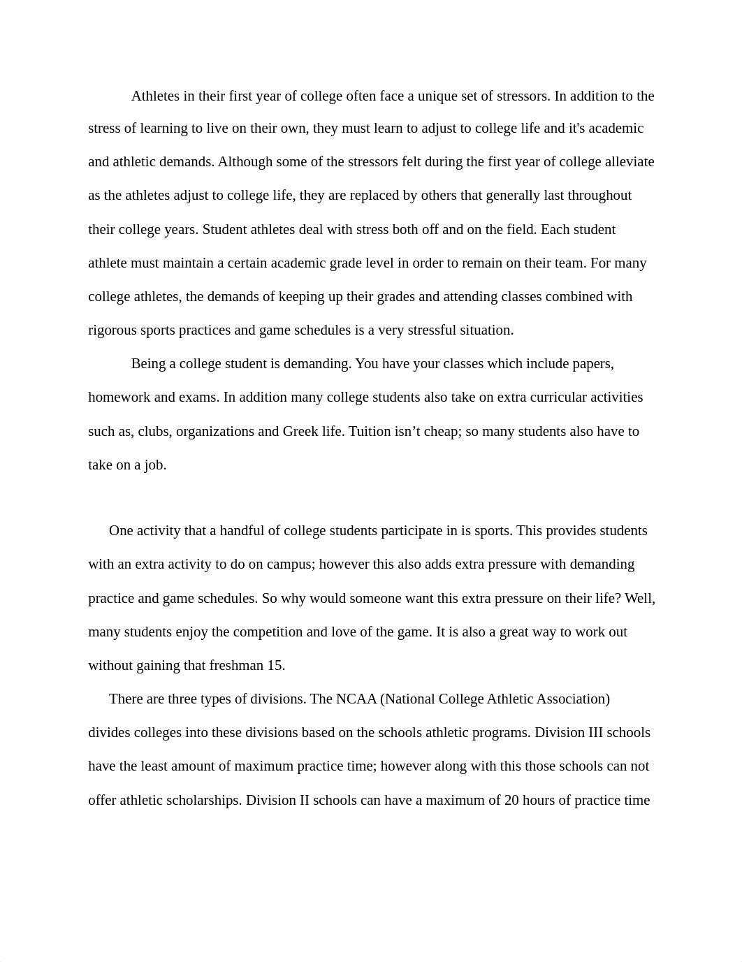 Athletes in their first year of college often face a unique set of stressors.docx_d00rl0yy0i5_page1