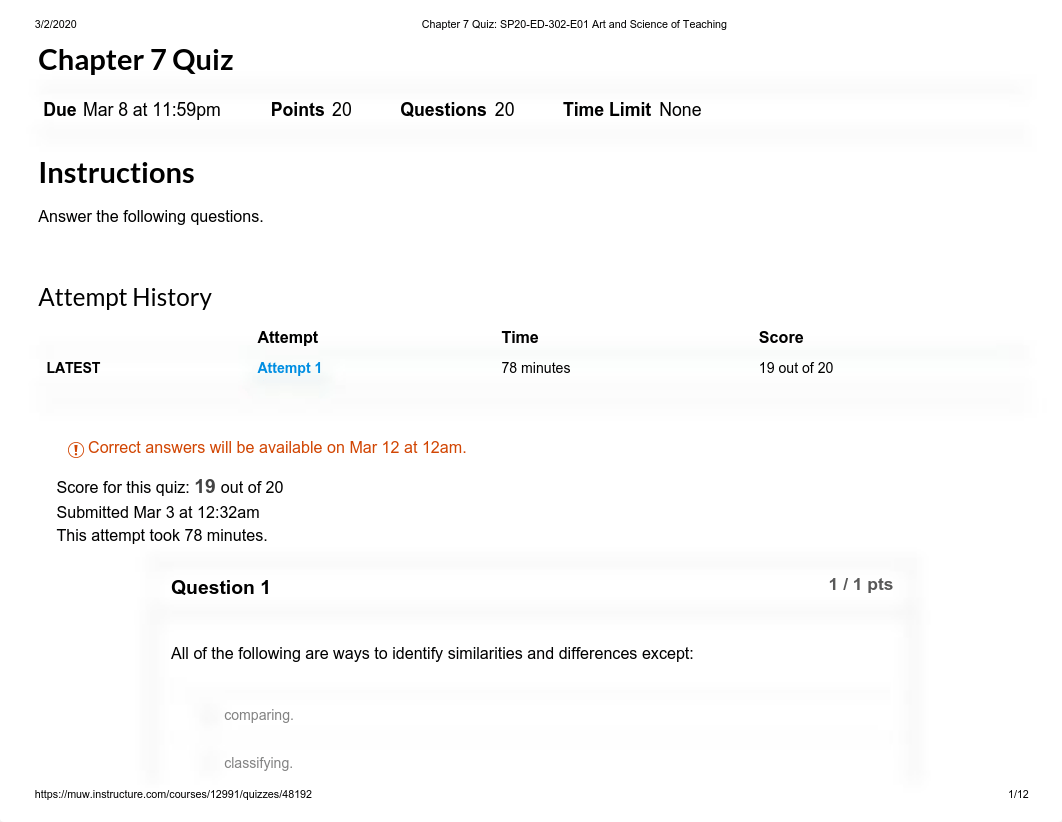 Chapter 7 Quiz_ SP20-ED-302-E01 Art and Science of Teaching.pdf_d02ci4bg927_page1