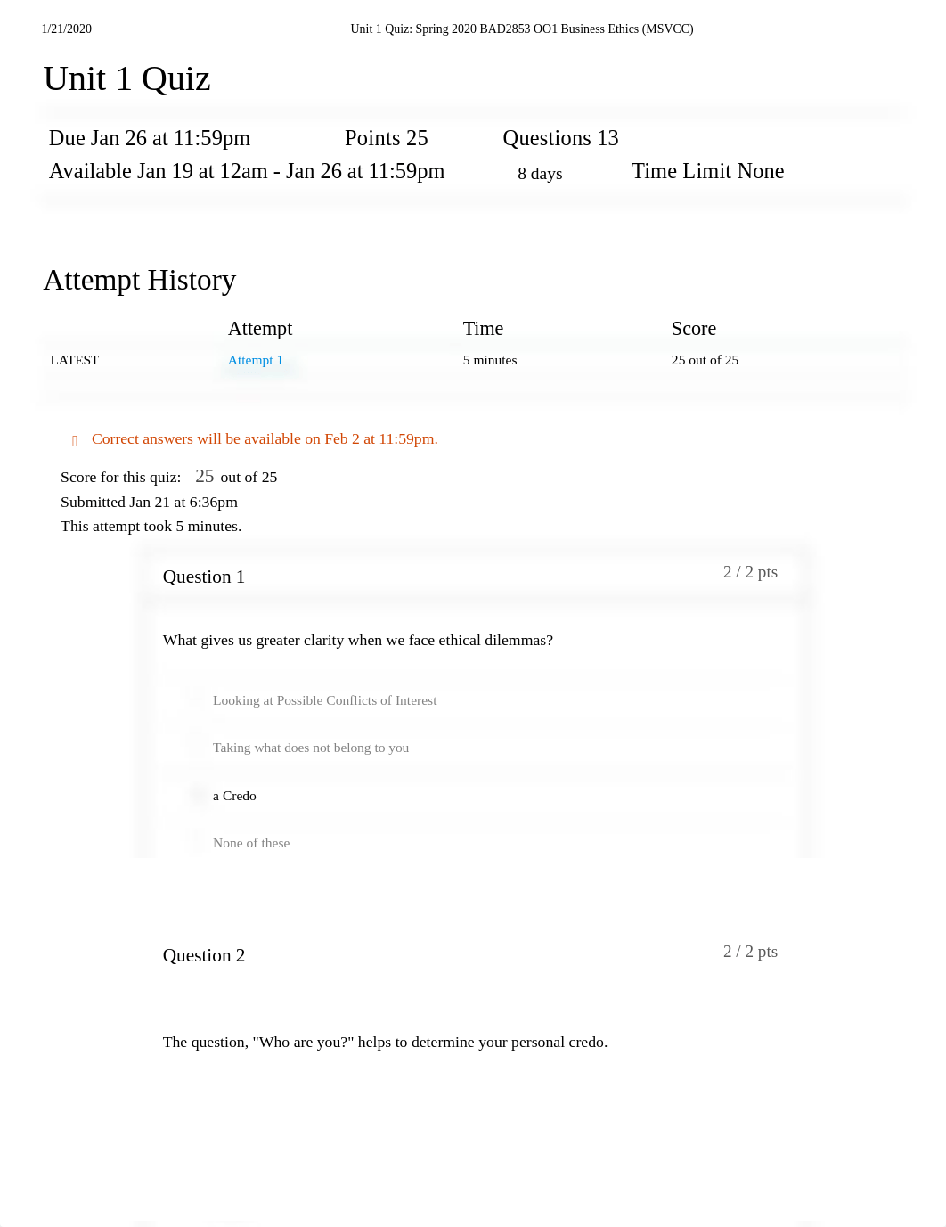 Unit 1 Quiz_ Spring 2020 BAD2853 OO1 Business Ethics (MSVCC).pdf_d02eh73fcxs_page1