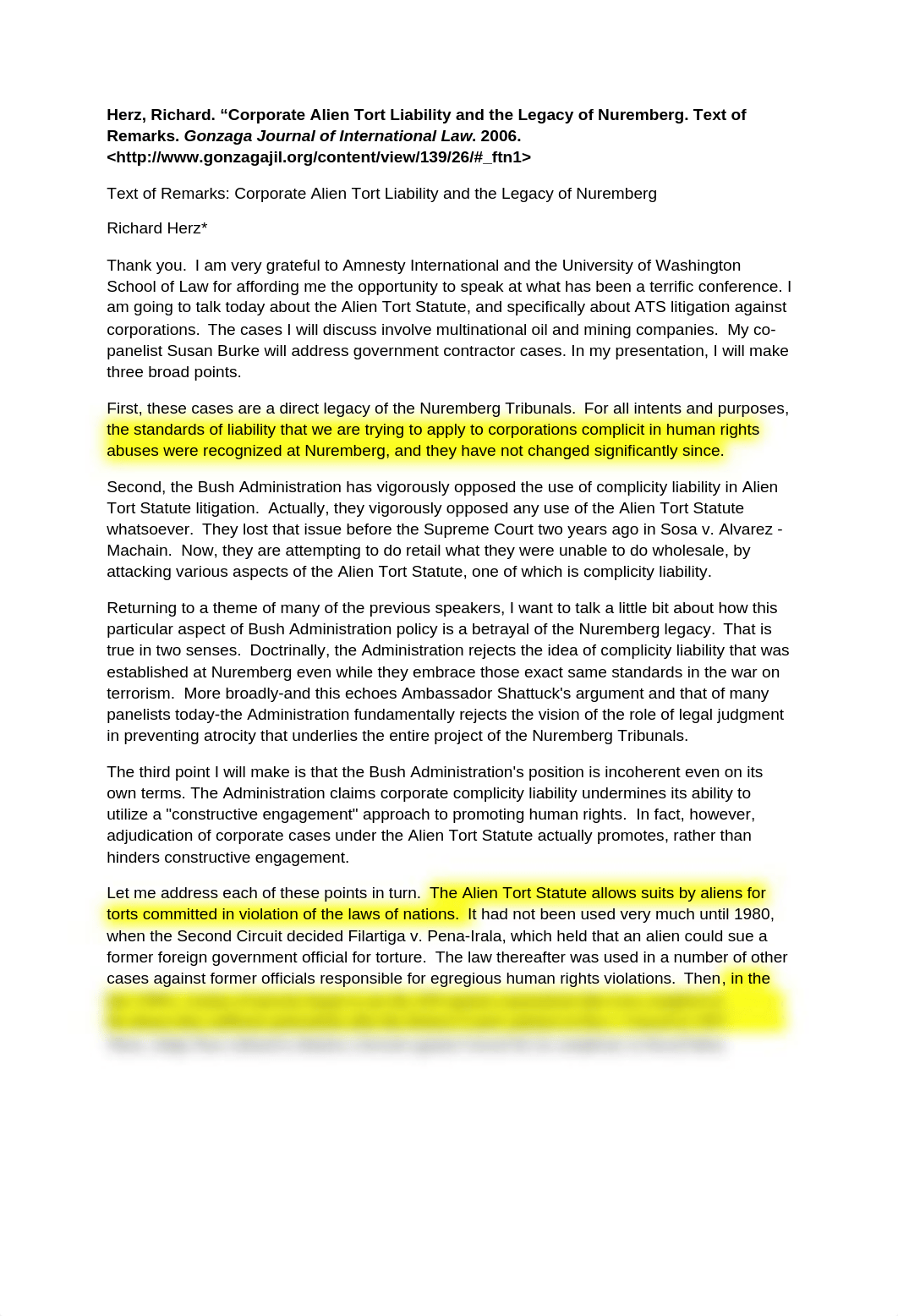 Text of Remarks.Corporate Alien Tort Liability.Herz_d02fyfng9kc_page1