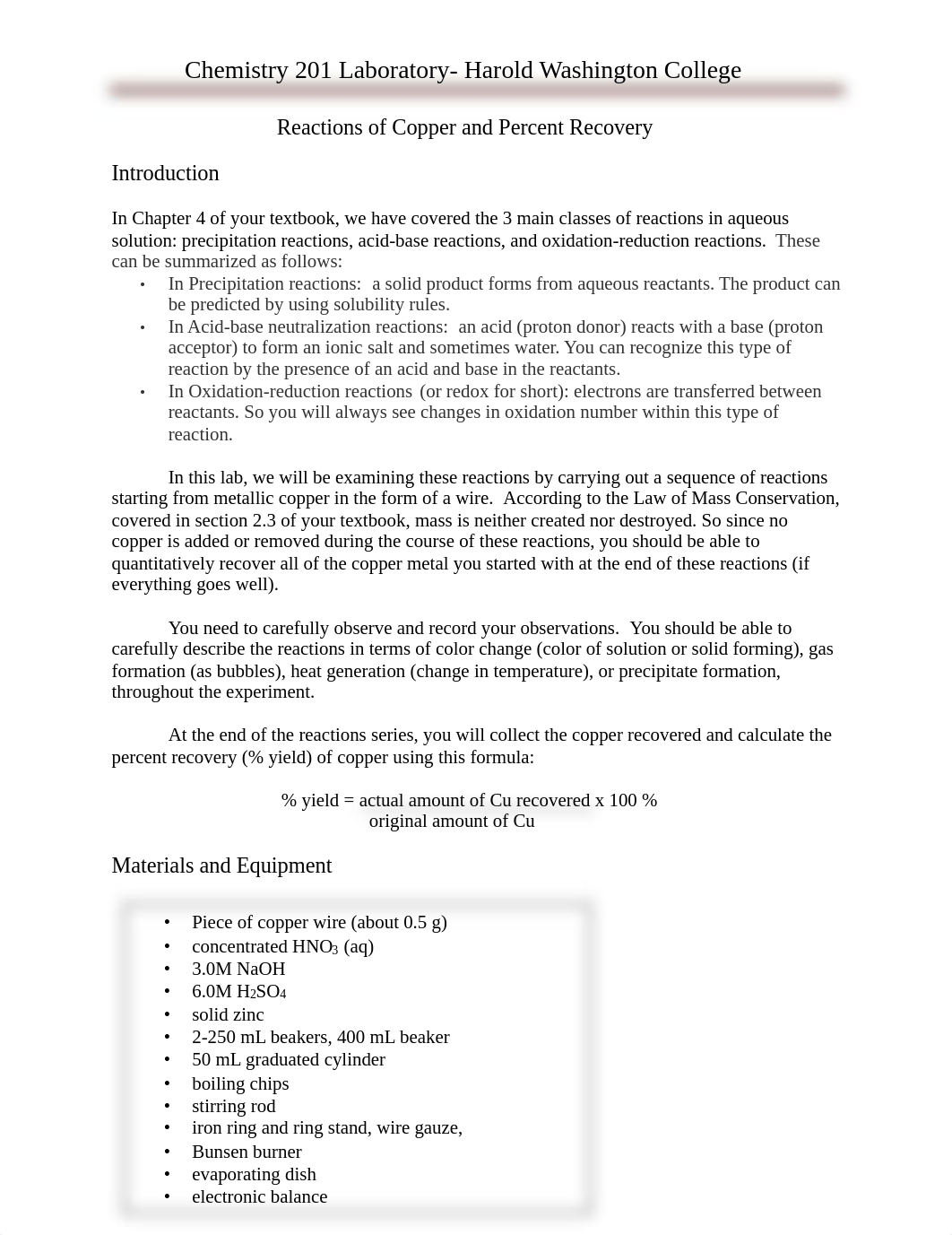 CHEM201Experiment 3-Reactions of Copper and Percent Recovery  (1).pdf_d03dw4bpih7_page1