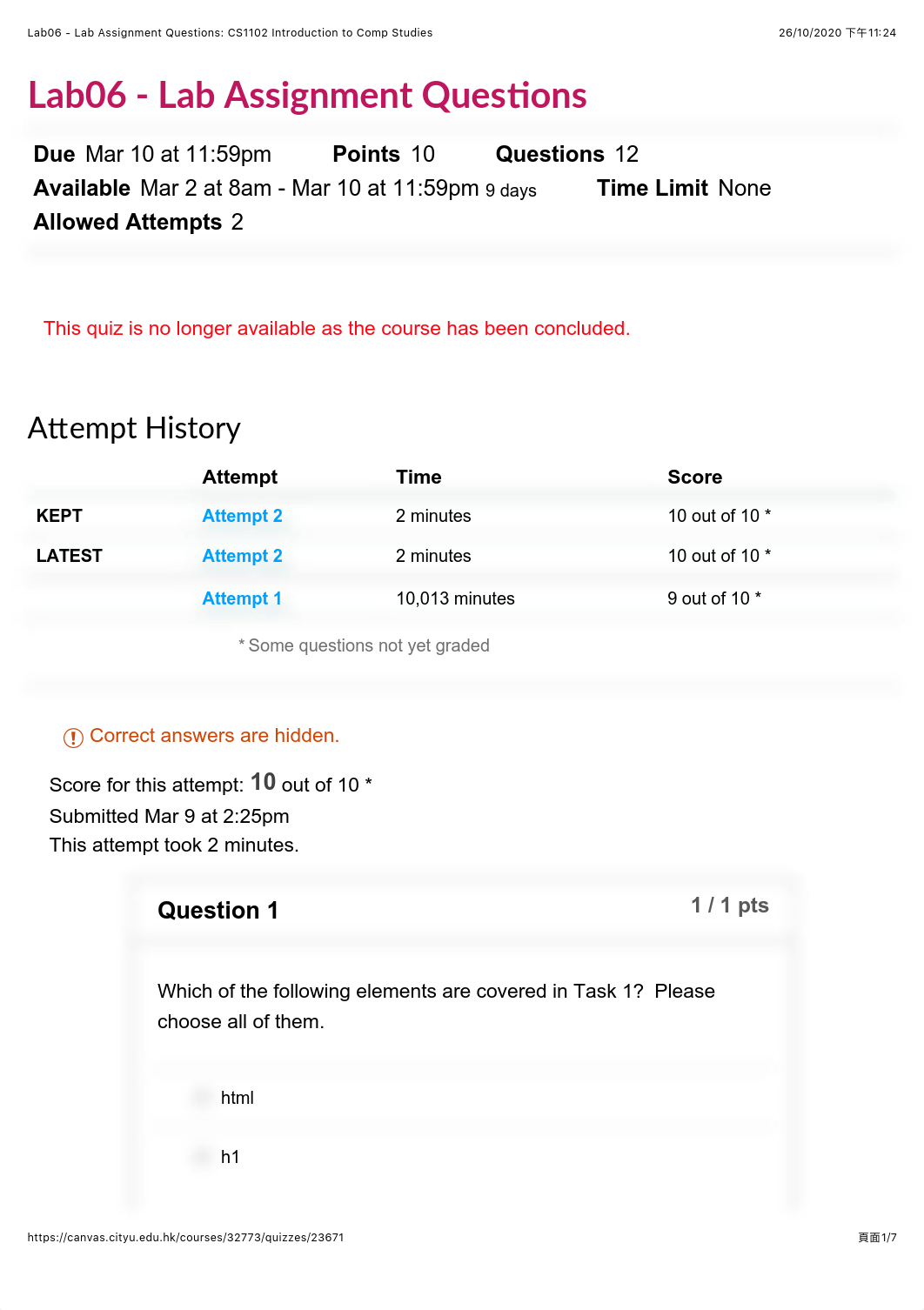 Lab06 - Lab Assignment Questions: CS1102 Introduction to Comp Studies.pdf_d03inuprznu_page1