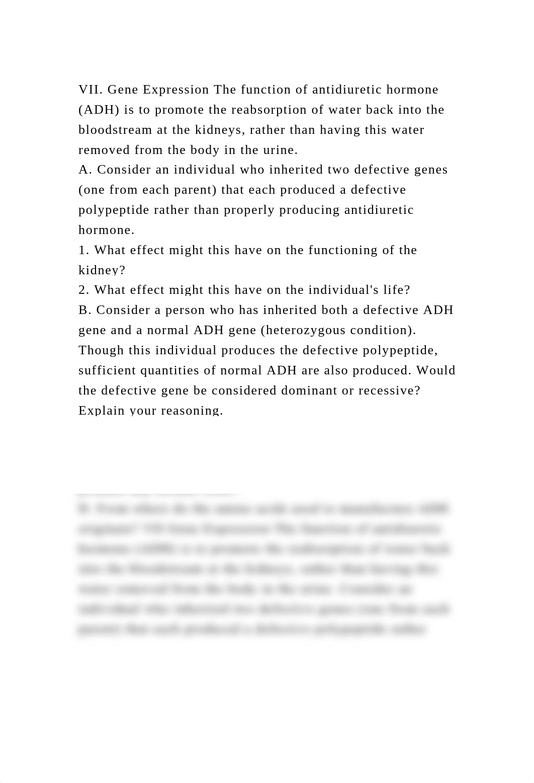 VII. Gene Expression The function of antidiuretic hormone (ADH) is t.docx_d03x8cegp5c_page2