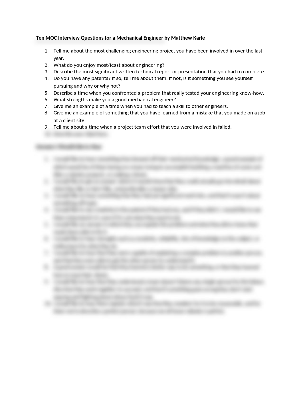 Ten MOC Interview Questions for a Mechanical Engineer by Matthew Karle.docx_d047exulzao_page1