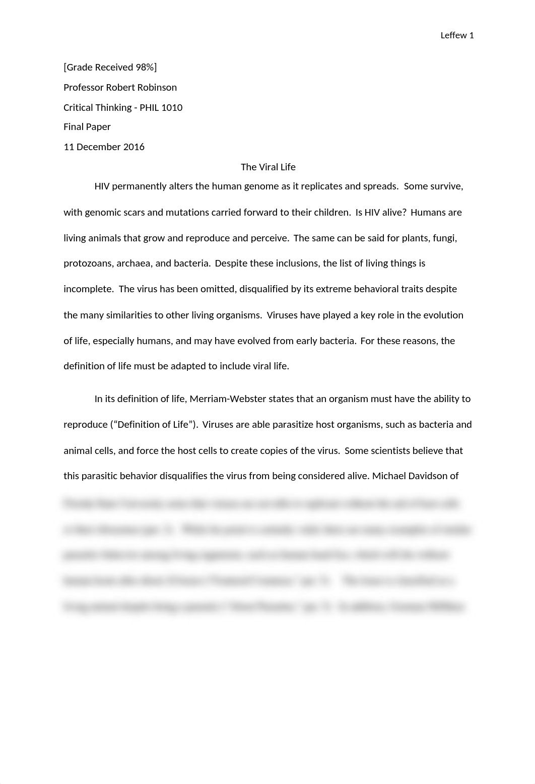 Critical Thinking Essay - The Viral Life.docx_d04xokkpdrl_page1