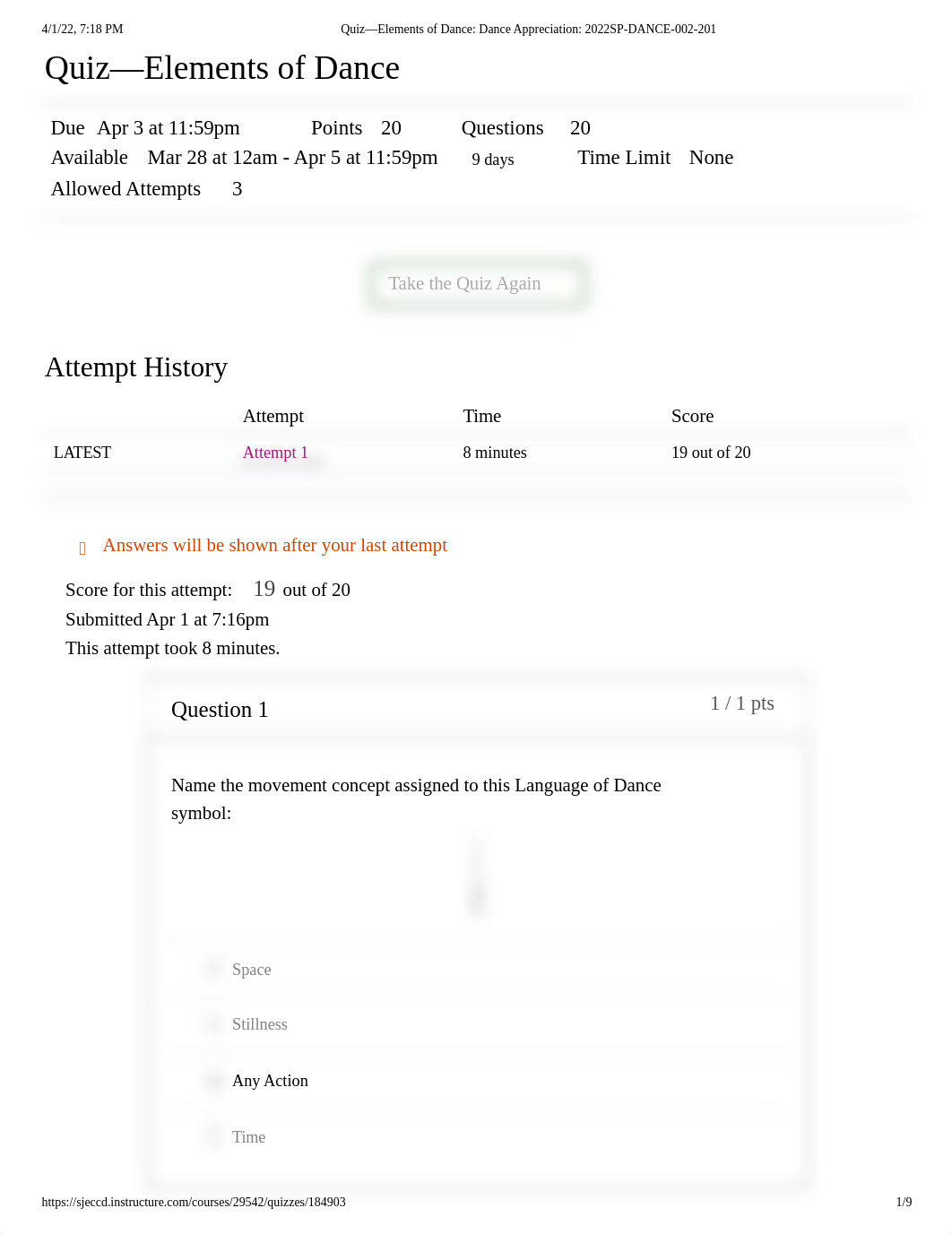 Quiz—Elements of Dance_ Dance Appreciation_ 2022SP-DANCE-002-201.pdf_d05u75cm74e_page1