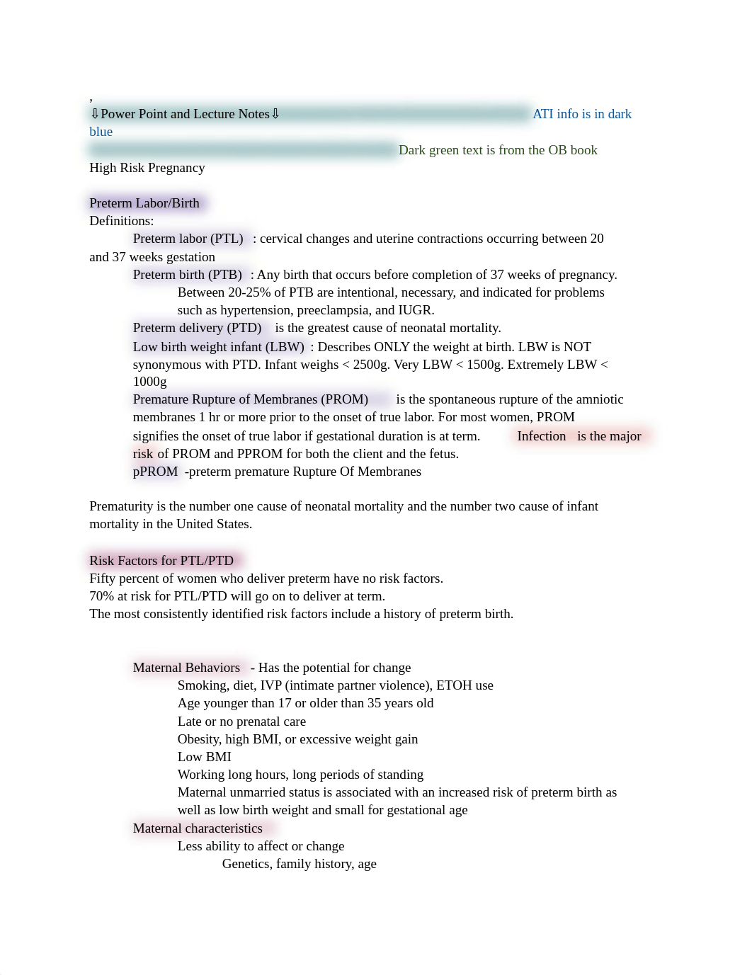 OB - UNIT 2 Lesson 3 High Risk Pregnancy.docx_d07d8lkjld0_page1