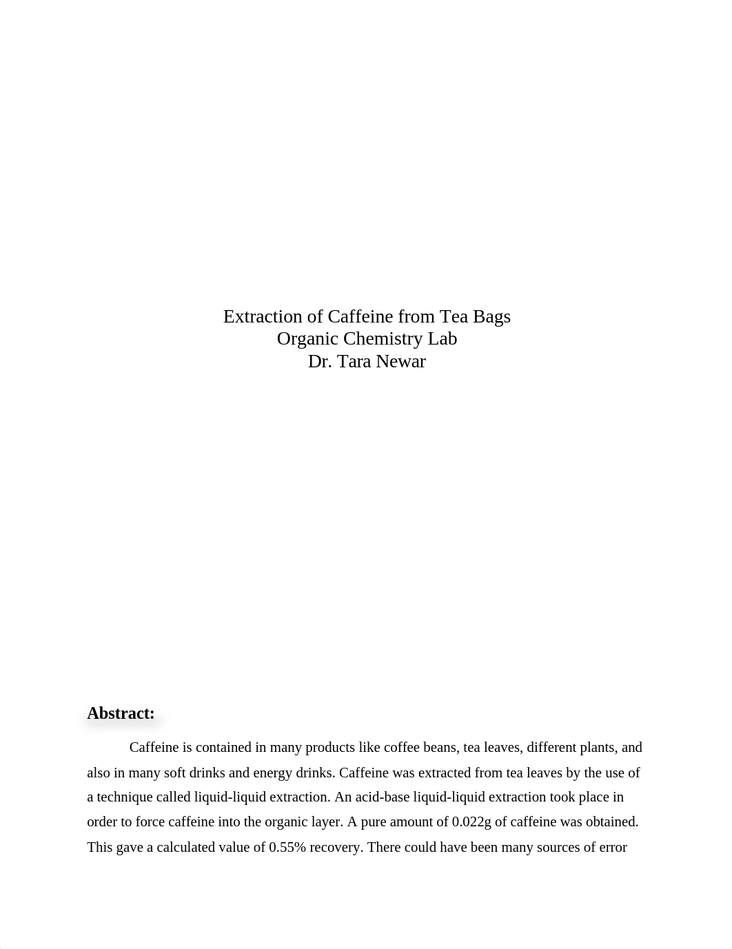 Extraction of Caffeine from Tea Bags- Lab Report.docx_d07i9j7uduv_page1