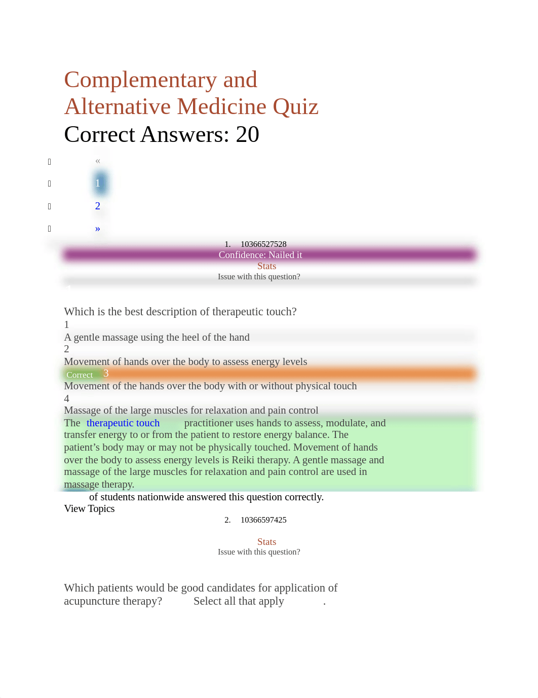 WEEK 15 EVOLVE QUIZ Complementary and Alternative Medicine Quiz.docx_d07myx2s964_page1