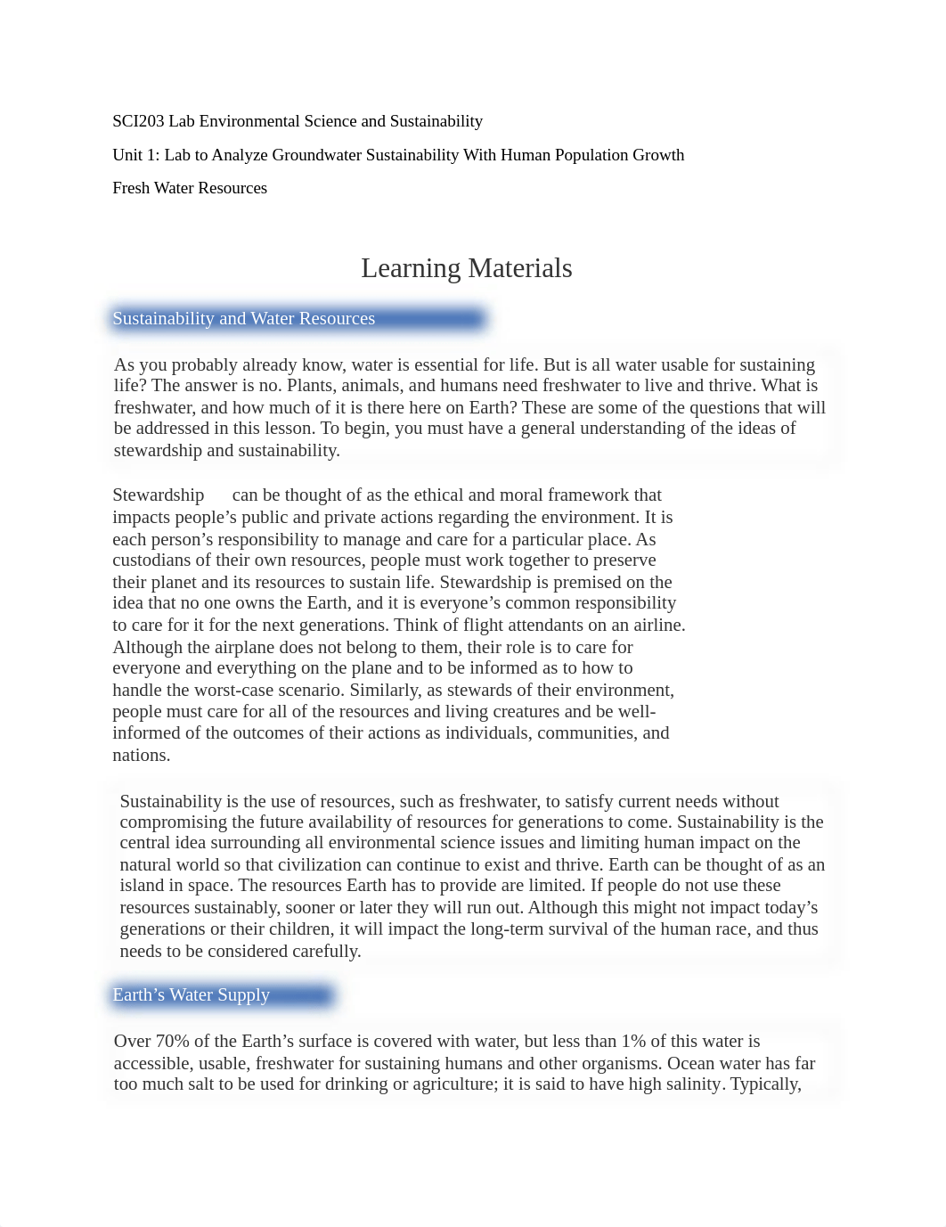 Unit 1 Lab to Analyze Groundwater Sustainability With Human Population Growth.docx_d08nr56t4qw_page1