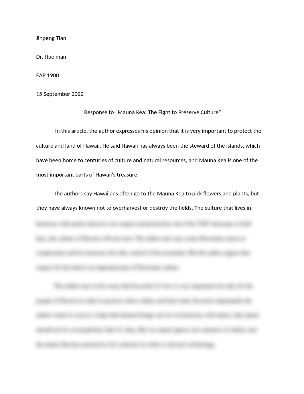 Response to Mauna Kea The Fight to Preserve Culture.docx_d08q0rx2o9s_page1