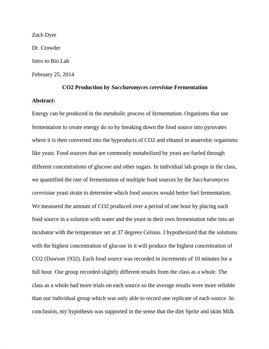 Saccharomyces cerevisiae Fermentation lab report_d09gdt68u38_page1