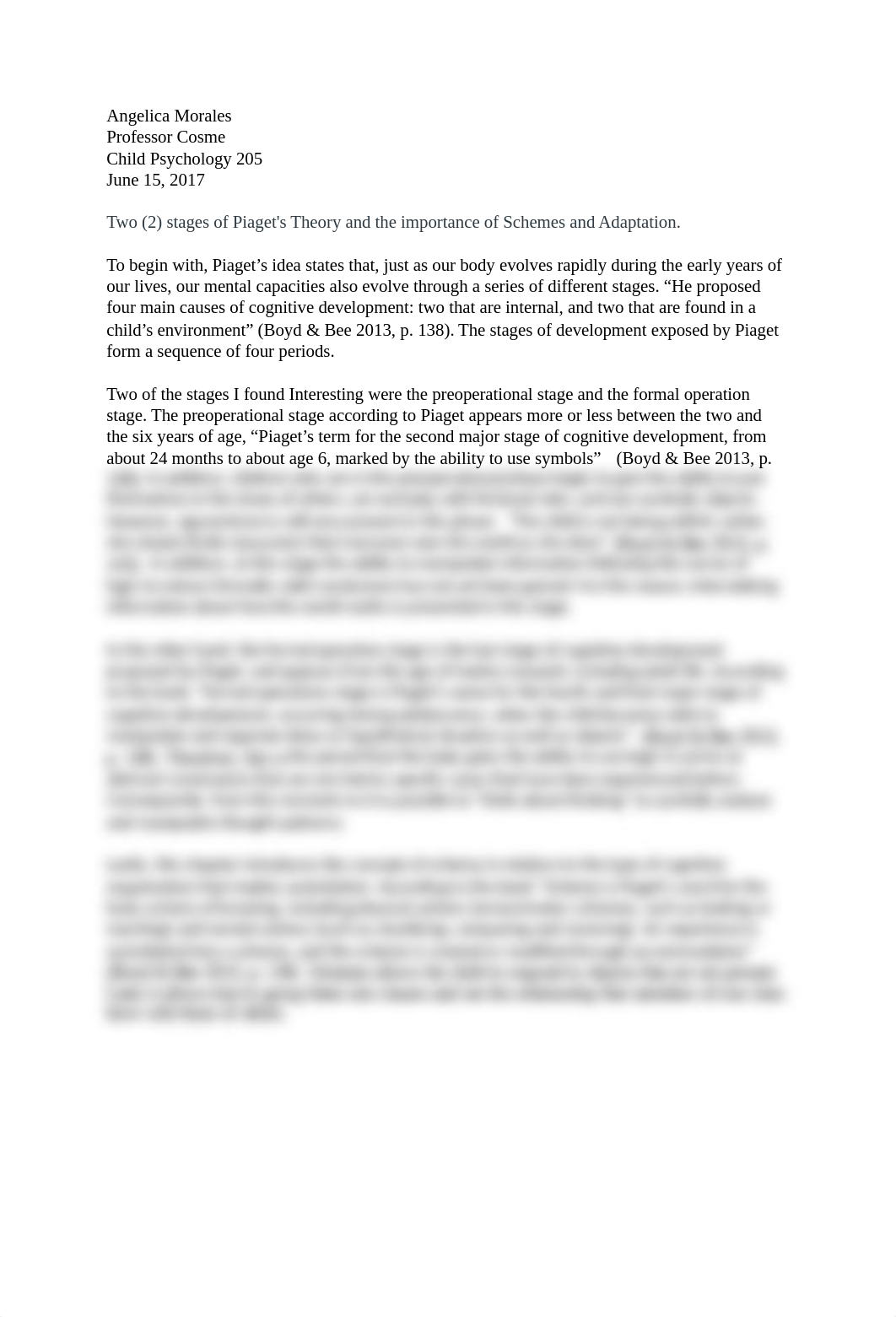 Two (2) stages of Piaget's Theory and the importance of Schemes and Adaptation. .docx_d09vryz0sem_page1