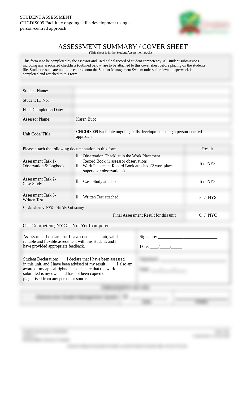 CHCDIS009 Student Assessment. V1. 110520.doc_d0aeb2n0ihy_page3