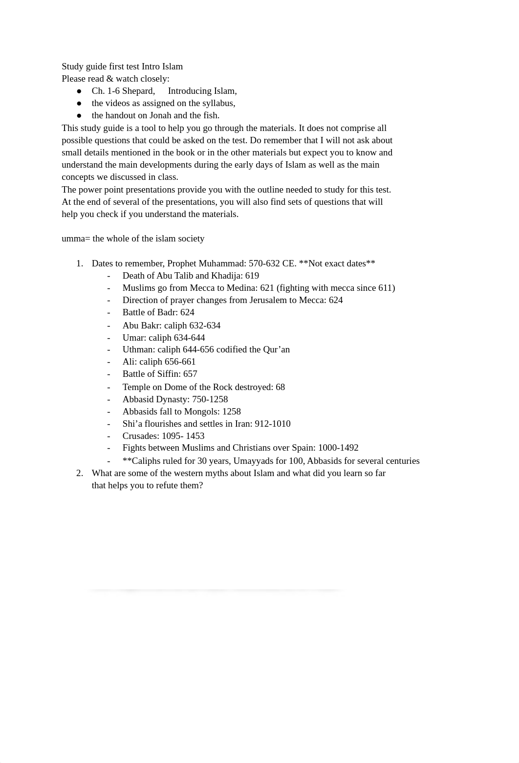 Study guide first test Intro Islam_d0aq6hxm02z_page1