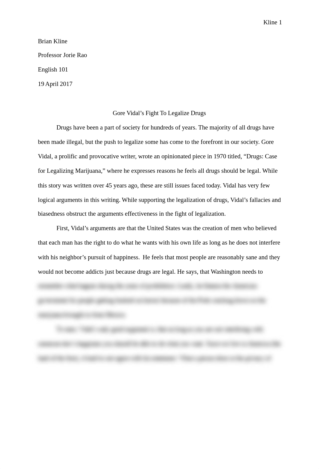 Brian Kline_Crtical Analysis Drugs Case For Legalizing Marijuana_Rough Draft.docx_d0cb7ddu4b8_page1