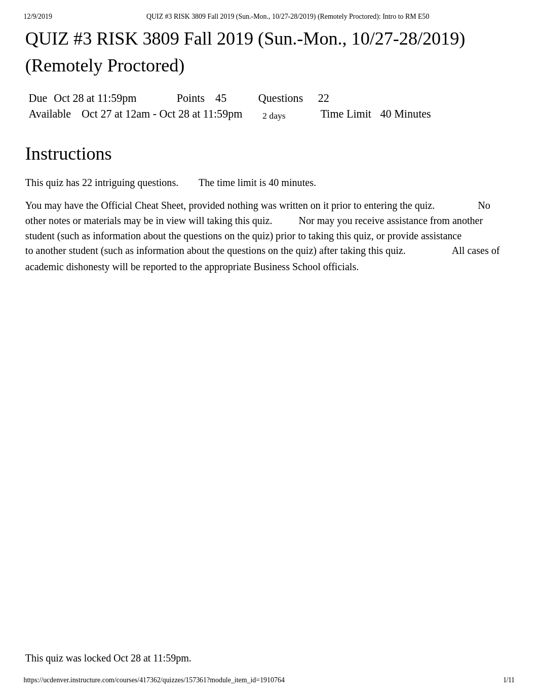 QUIZ #3 RISK 3809 Fall 2019 (Sun.-Mon., 10_27-28_2019) (Remotely Proctored)_ Intro to RM E50.pdf_d0cdp9atj46_page1