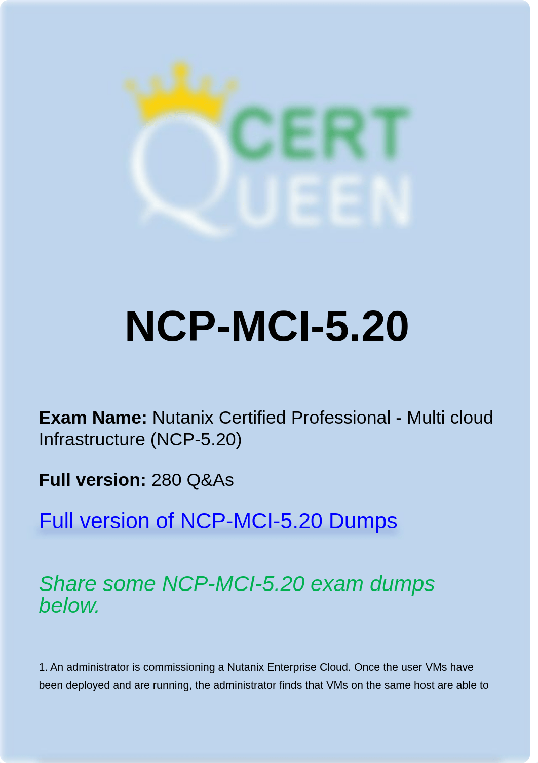 Nutanix Certification NCP-MCI-5.20 Exam Dumps Questions.pdf_d0cla0ogplh_page1