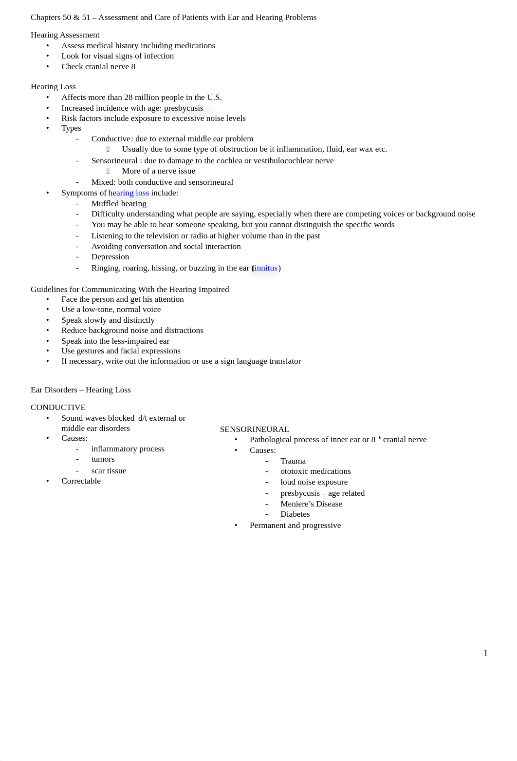 Chapters 50 & 51 - Assessment and Care of Patients with Ear and Hearing Problems .docx_d0dh7fx575x_page1