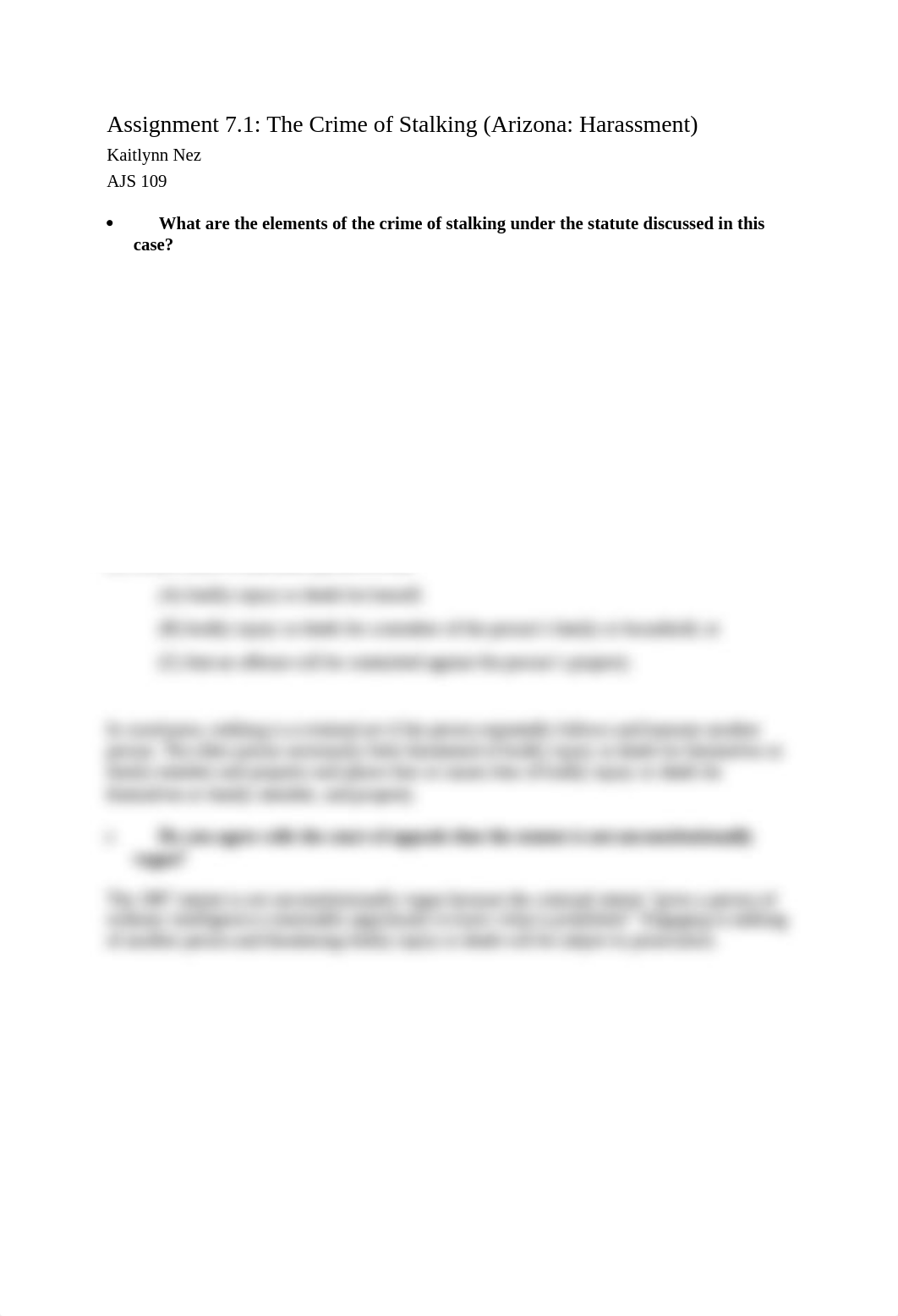 Assignment 7.1 The Crime of Stalking AJS109 Criminal Law.docx_d0dnyqugwfb_page1