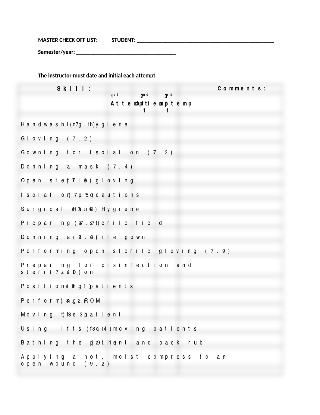 Skill check off list for student's file.docx_d0dta61u603_page1