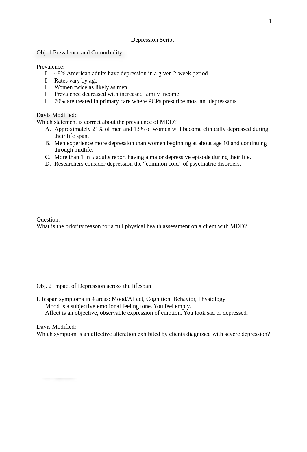 Depression Script with Answers.docx_d0du4me7rzt_page1