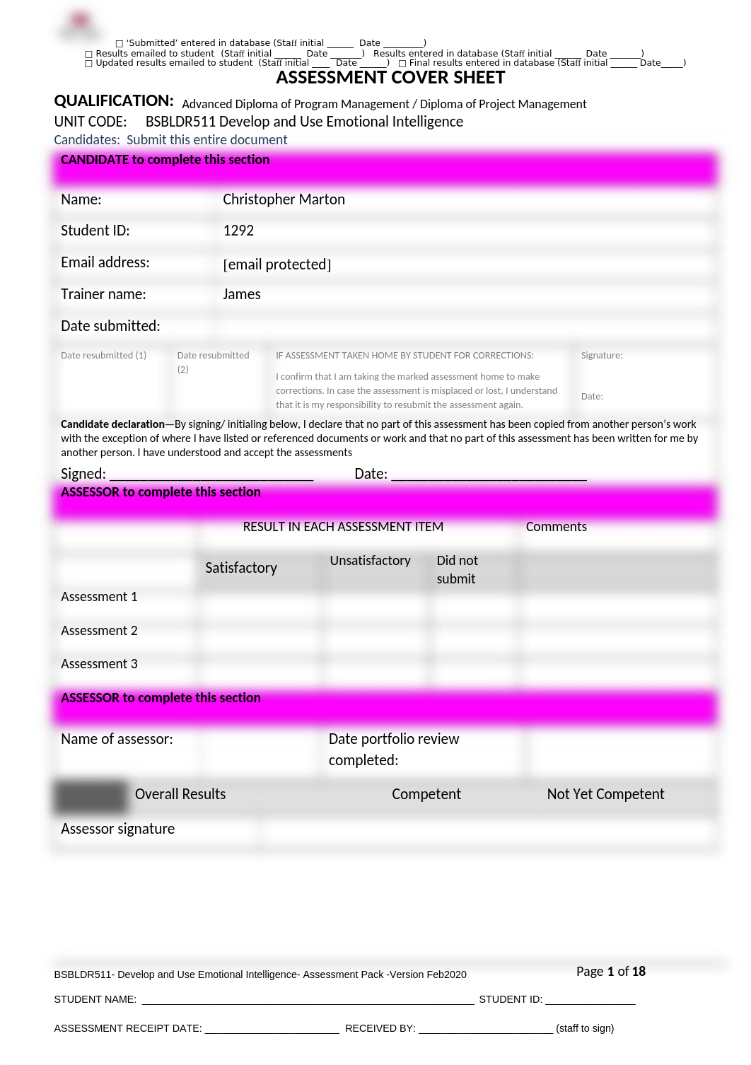 BSBLDR501 - Emotional Intelligence- Assessment Pack. (2).docx_d0duqk1n2bm_page1