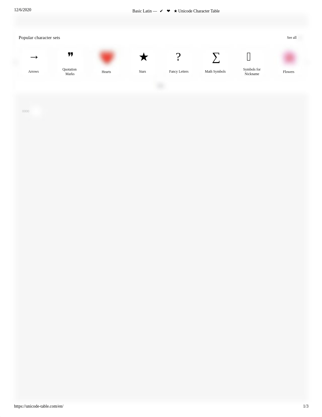 Basic Latin — ✔️ ❤️ ★ Unicode Character Table.pdf_d0eh6b63qpe_page1