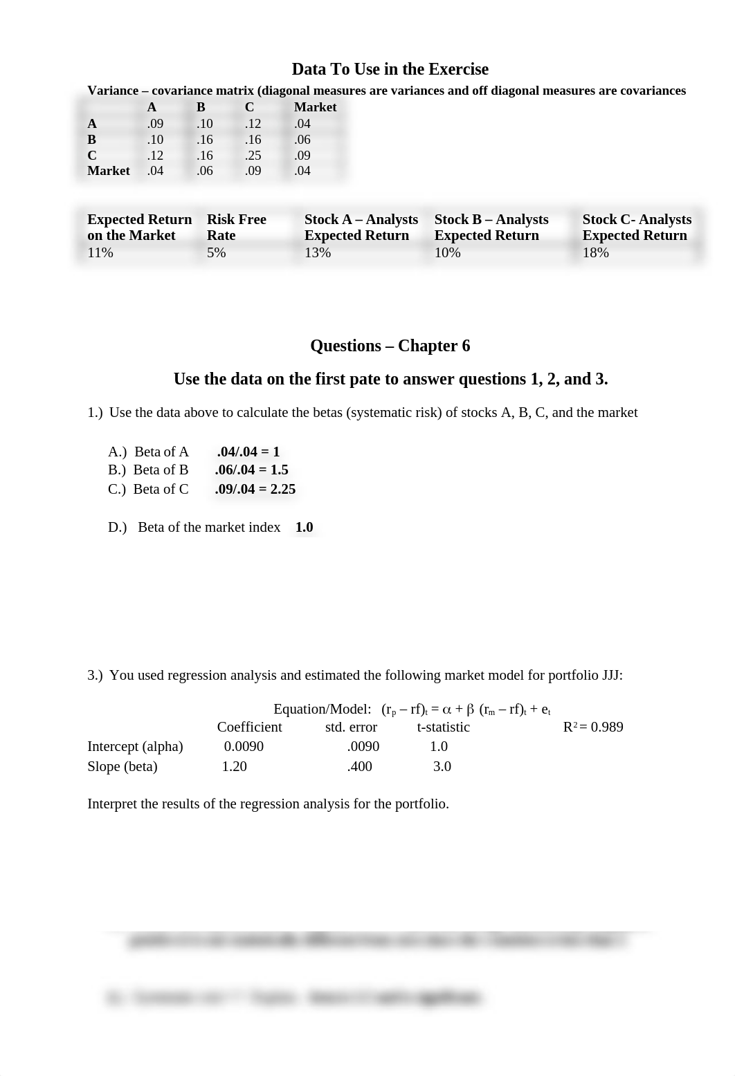 In-class Exercises - Beta and Security Market Lines with Answers_d0epz8b0sl3_page1