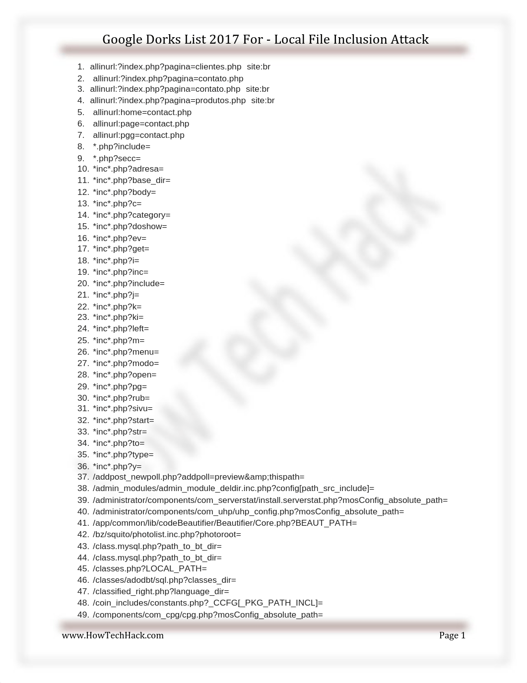 Google Dorks List 2017 For - Local File Inclusion Attack - HowTechHack.pdf_d0fbnsmfadu_page1