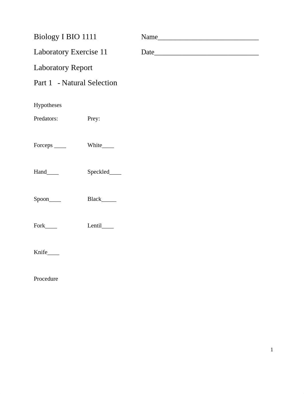 Exercise_11_-_ Natural Selection Report BIOL 1111.pdf_d0fcn36q7iv_page1