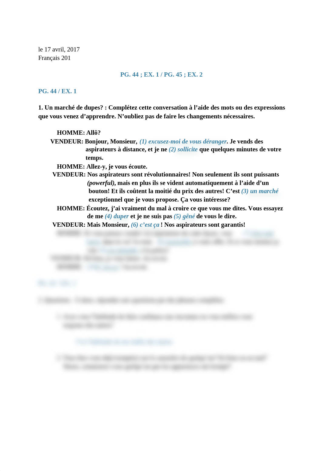 Français 201 _ PG. 44 ; EX. 1 _ PG. 45 ; EX. 2_d0fncfxlrlk_page1