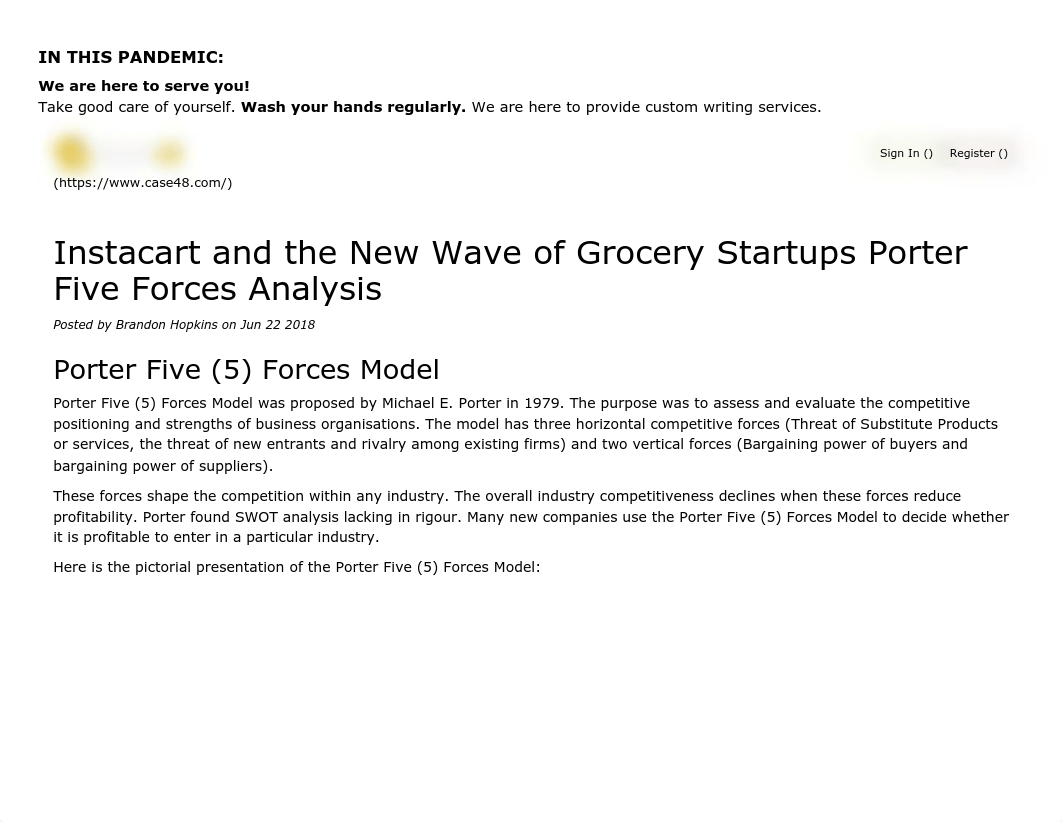 Instacart and the New Wave of Grocery Startups Porter Five Forces Analysis.pdf_d0g1yrzcwni_page1