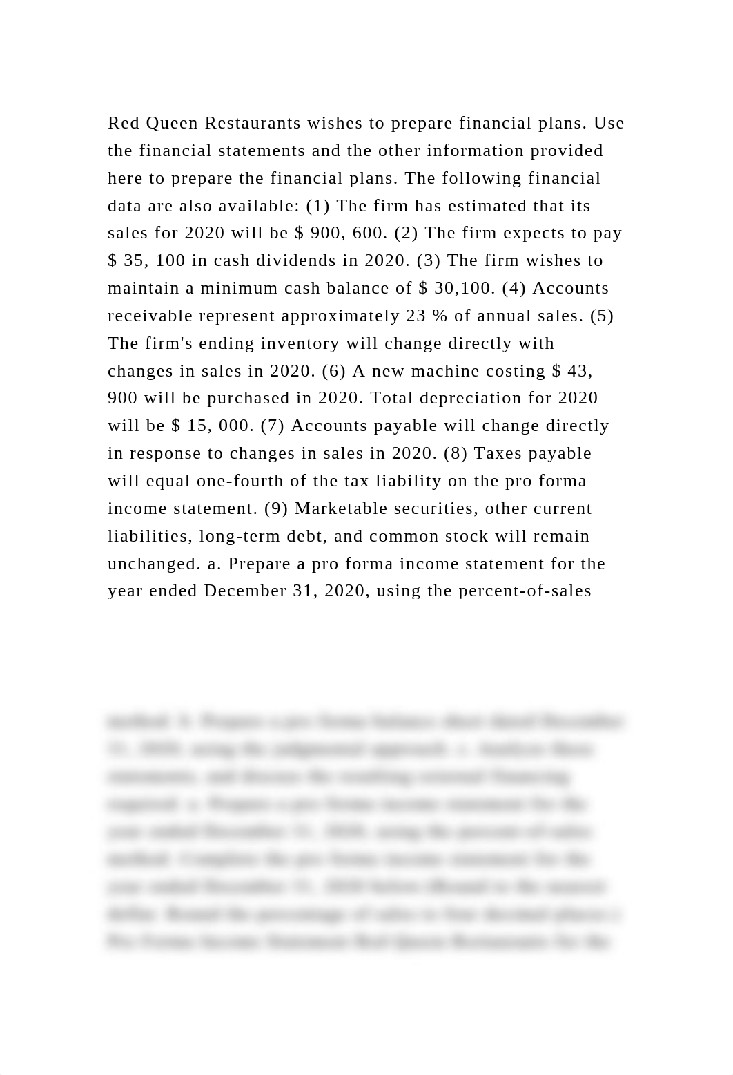 Red Queen Restaurants wishes to prepare financial plans. Use the fin.docx_d0g4podurdx_page2