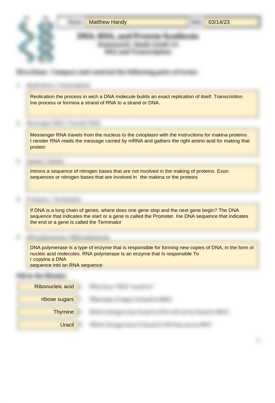 Copy of #3 DNA, RNA, and Protein Synthesis Homework_ RNA and Transcription.pptx_d0g690hbw3a_page1