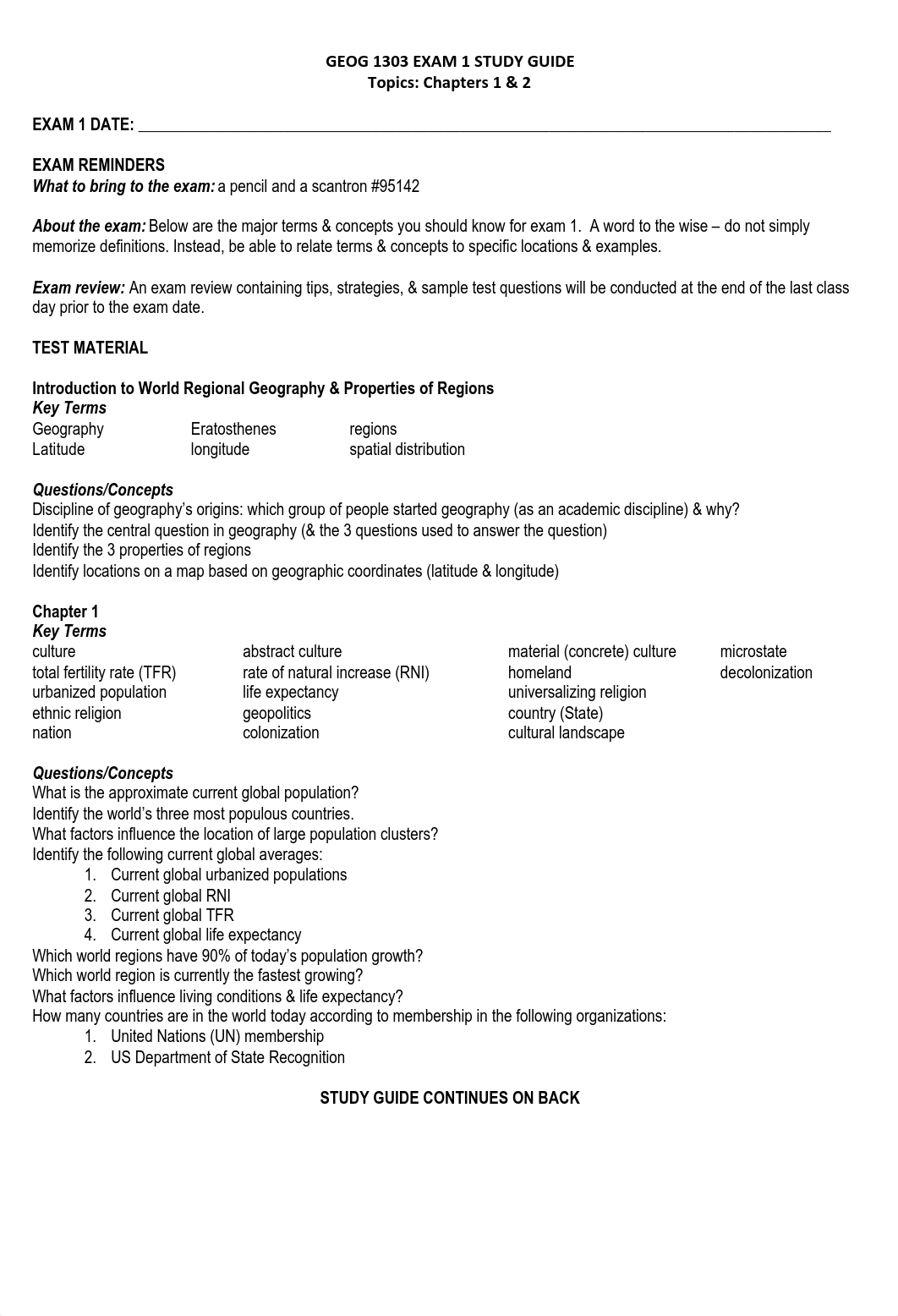 Geog 1303 Exam 1 Study Guide-3_d0gd7rty1ci_page1