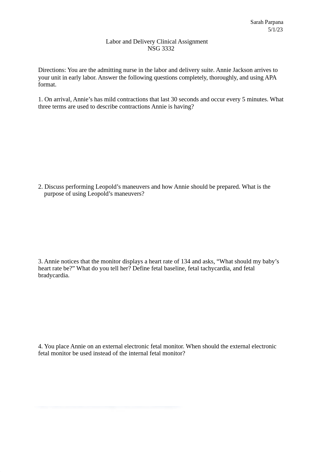 Clinical Assignent - Maternal Infant Labor and Delivery Worksheet.docx_d0gwydjkiog_page1