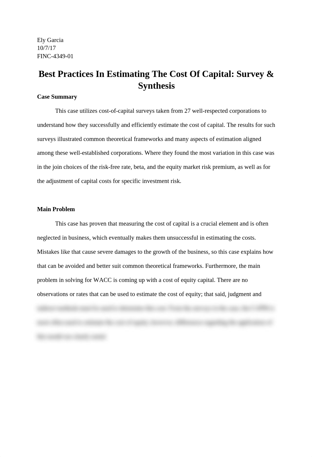 Case 13: Best Practices in Estimating the Cost of Capital - Survey and Synthesis.docx_d0h3lye9o84_page1