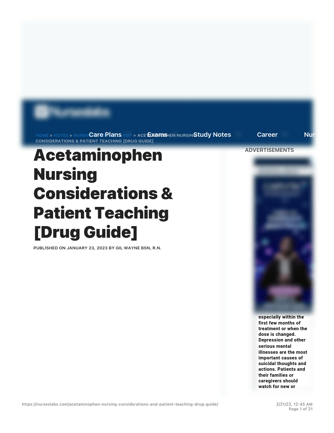 Acetaminophen Nursing Considerations & Patient Teaching [Drug Guide] - Nurseslab.pdf_d0hg0zr86wg_page1