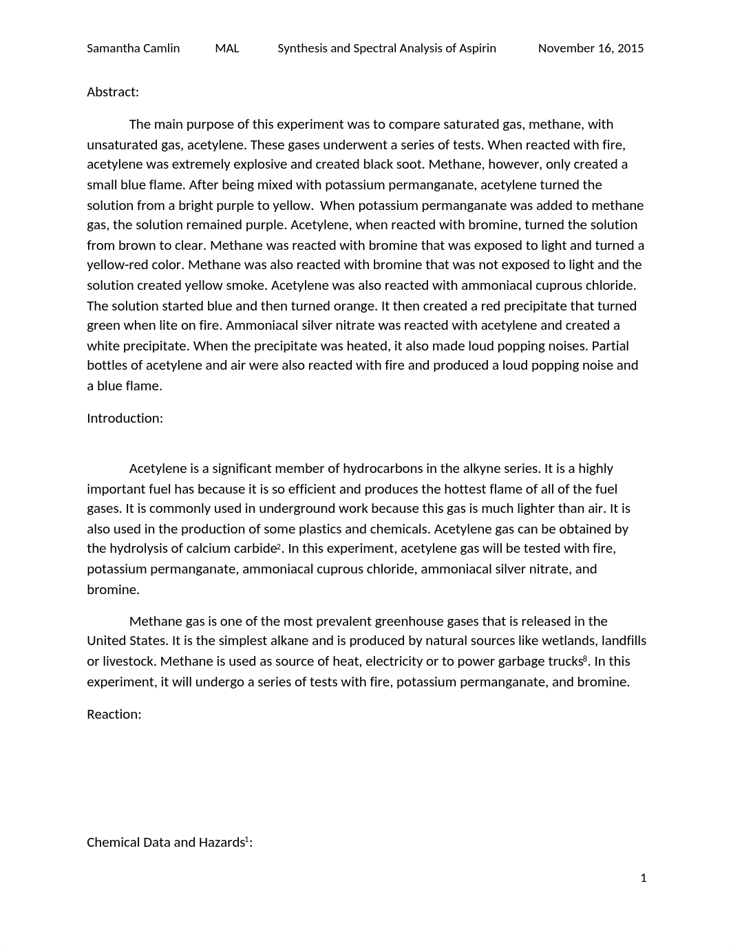 Organic Chemistry Acetylene Lab Report_d0hu3oq4fom_page1