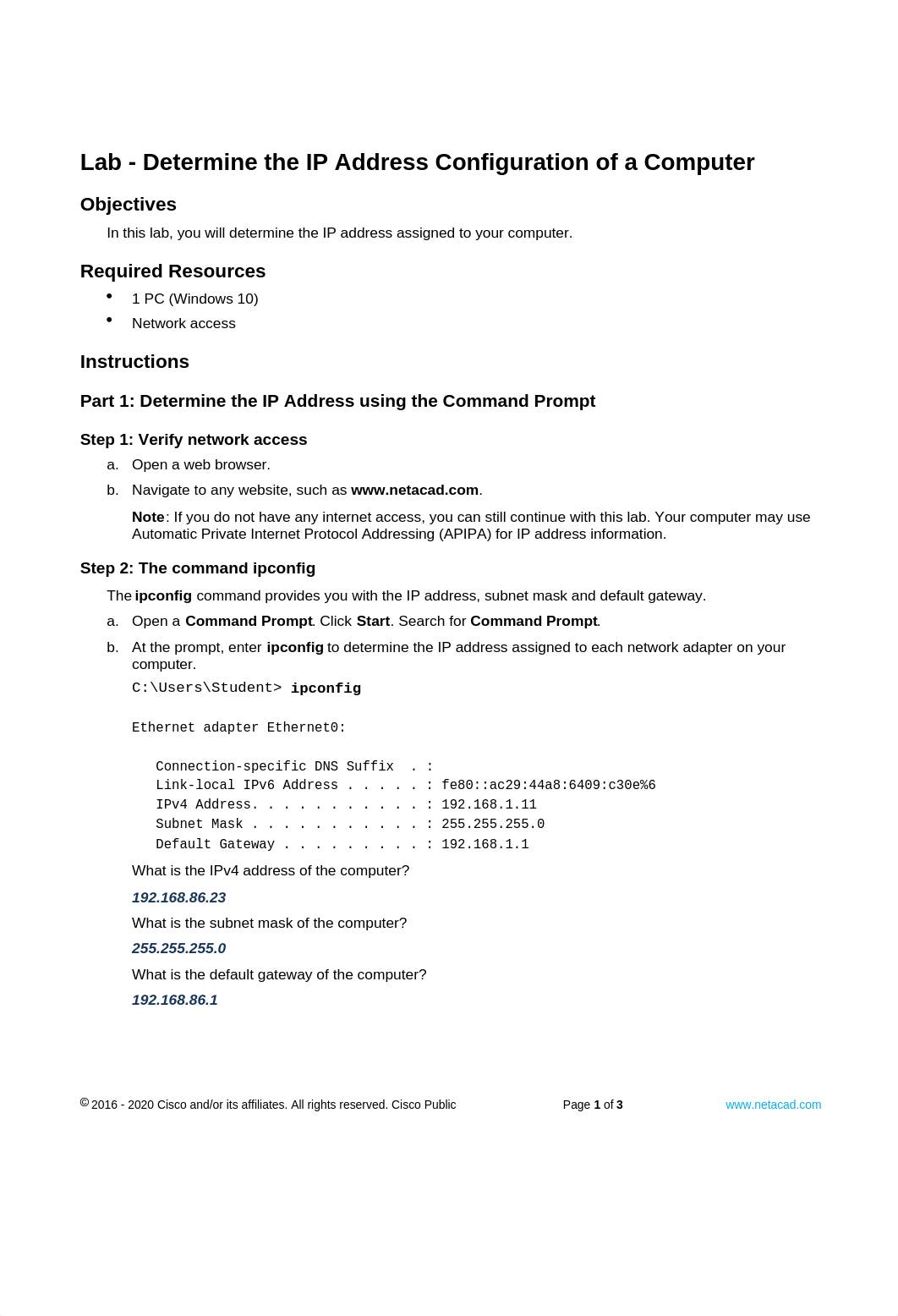 2.2.7 Lab - Determine IP Address Configuration of a Computer.docx_d0i408056lu_page1