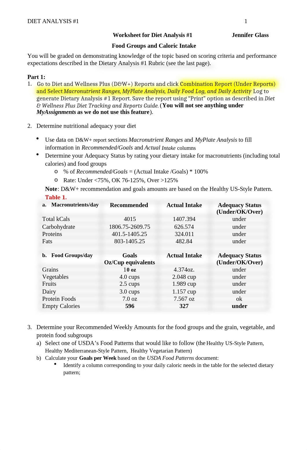 DB_Diet Analysis 1 Worsheet - Food Groups and Calories Intake-1.docx_d0i527yzlef_page1