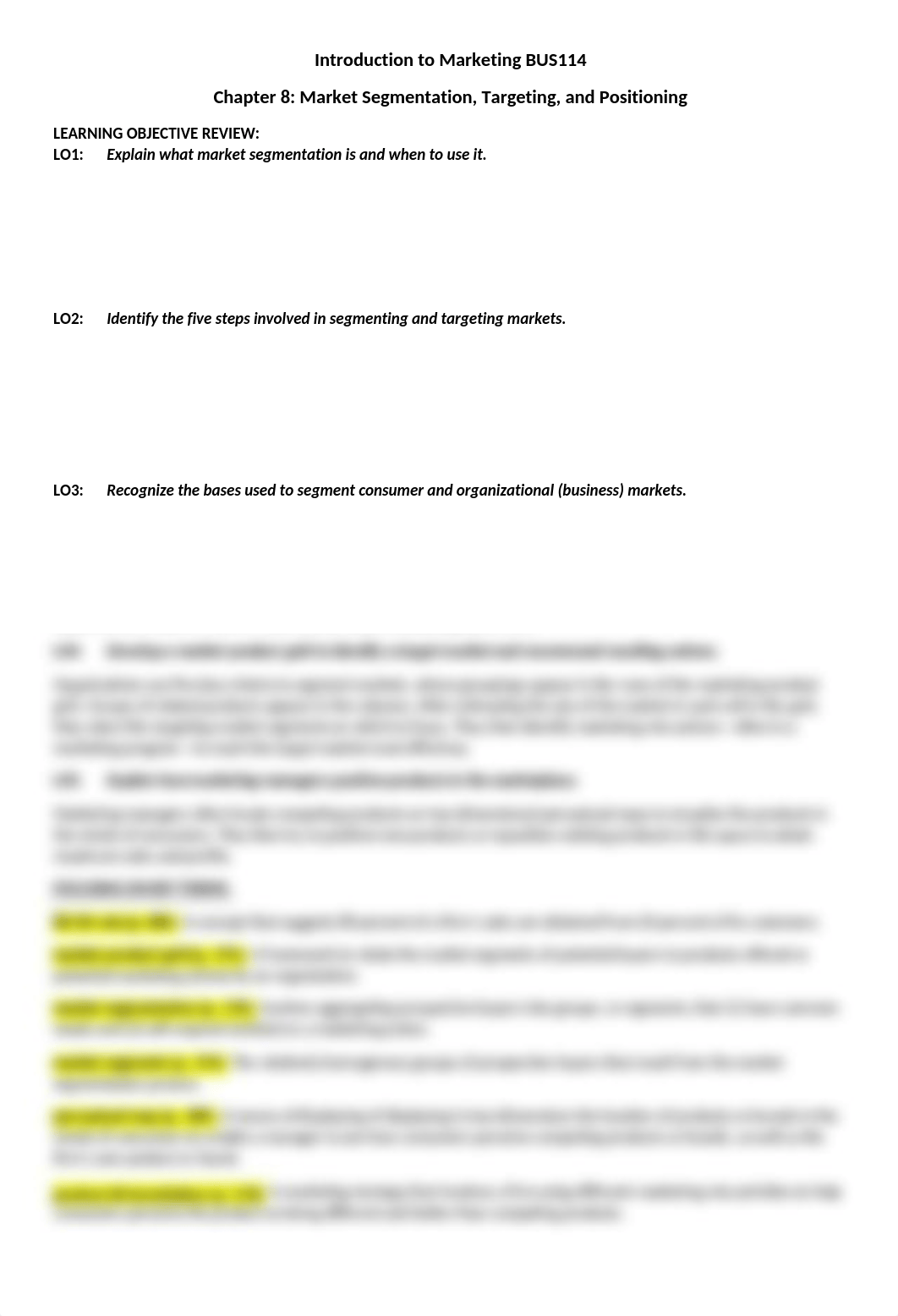 Chapter 8 Market Segmentation, Targeting, and Positioning, Terms, Objectives and Review.docx_d0igubu3w9g_page1