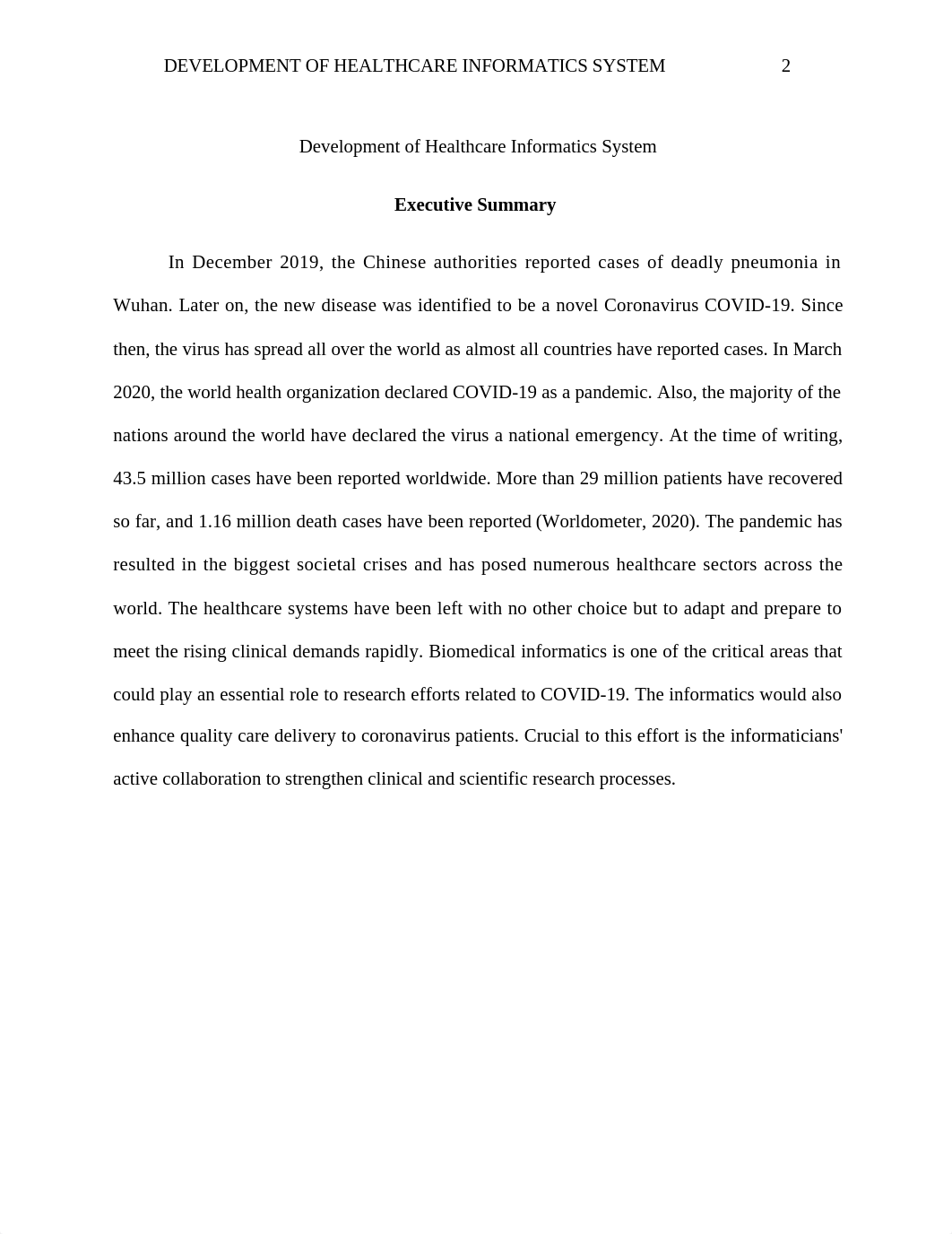 The impact of COVID-19 on development of Healthcare Informatics System.docx_d0iwq57w5d7_page2