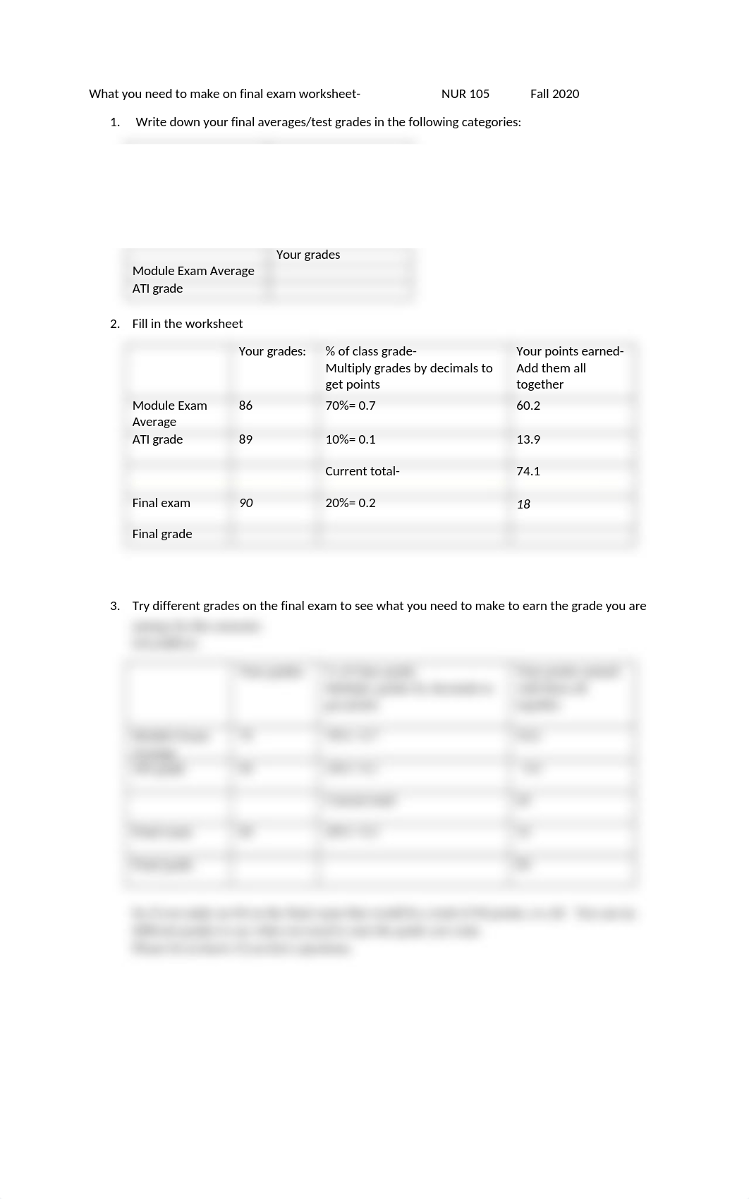 What you need to make on final exam worksheet for 105.docx_d0j2g5vs1m9_page1