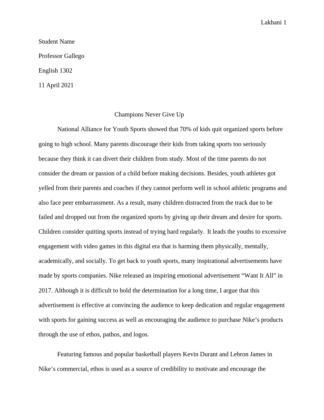 Essay 1(Rhetorical Analysis Nike Ad).docx_d0kogqo4s8x_page1