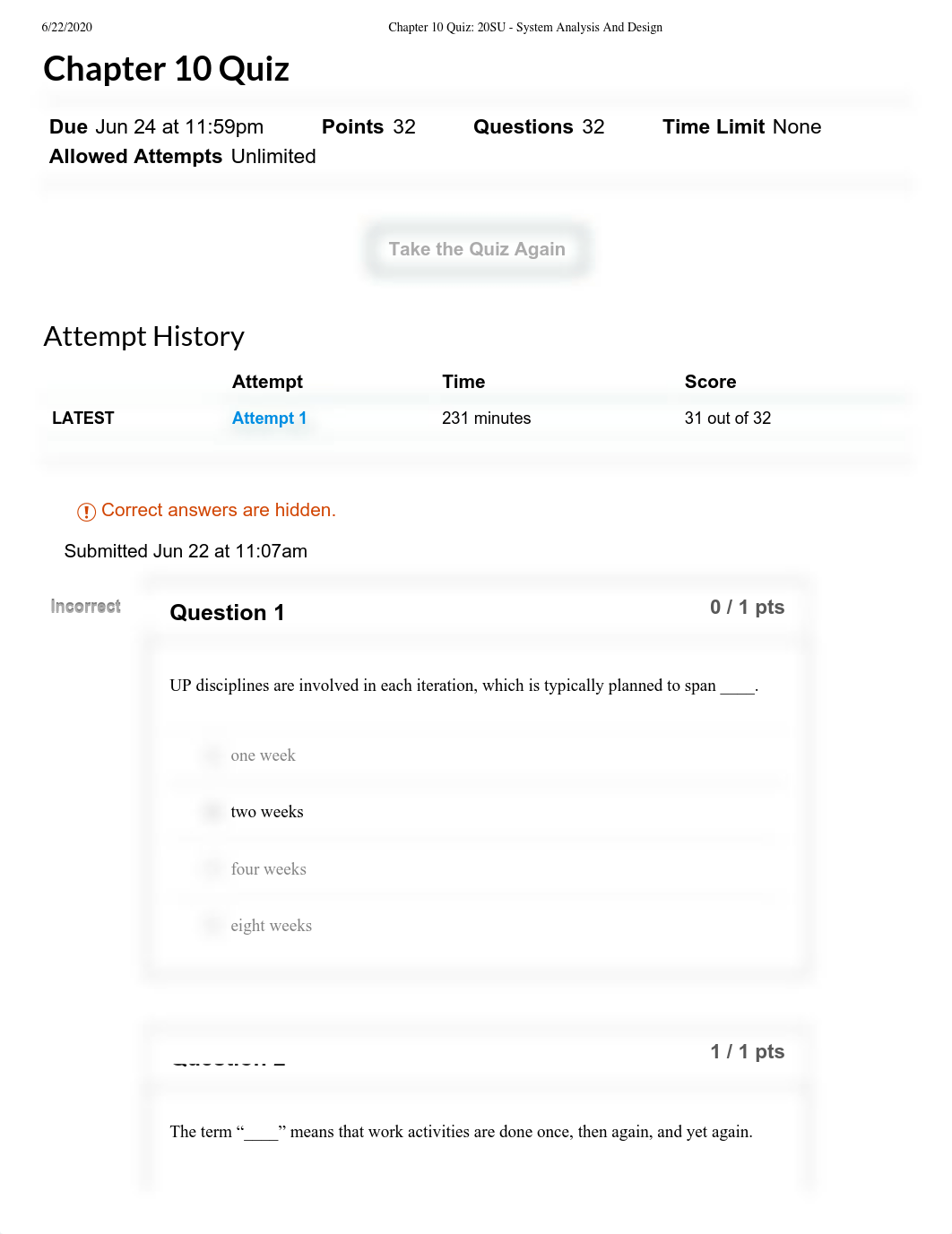 Chapter 10 Quiz_ 20SU - System Analysis And Design.pdf_d0kplsa3t6e_page1