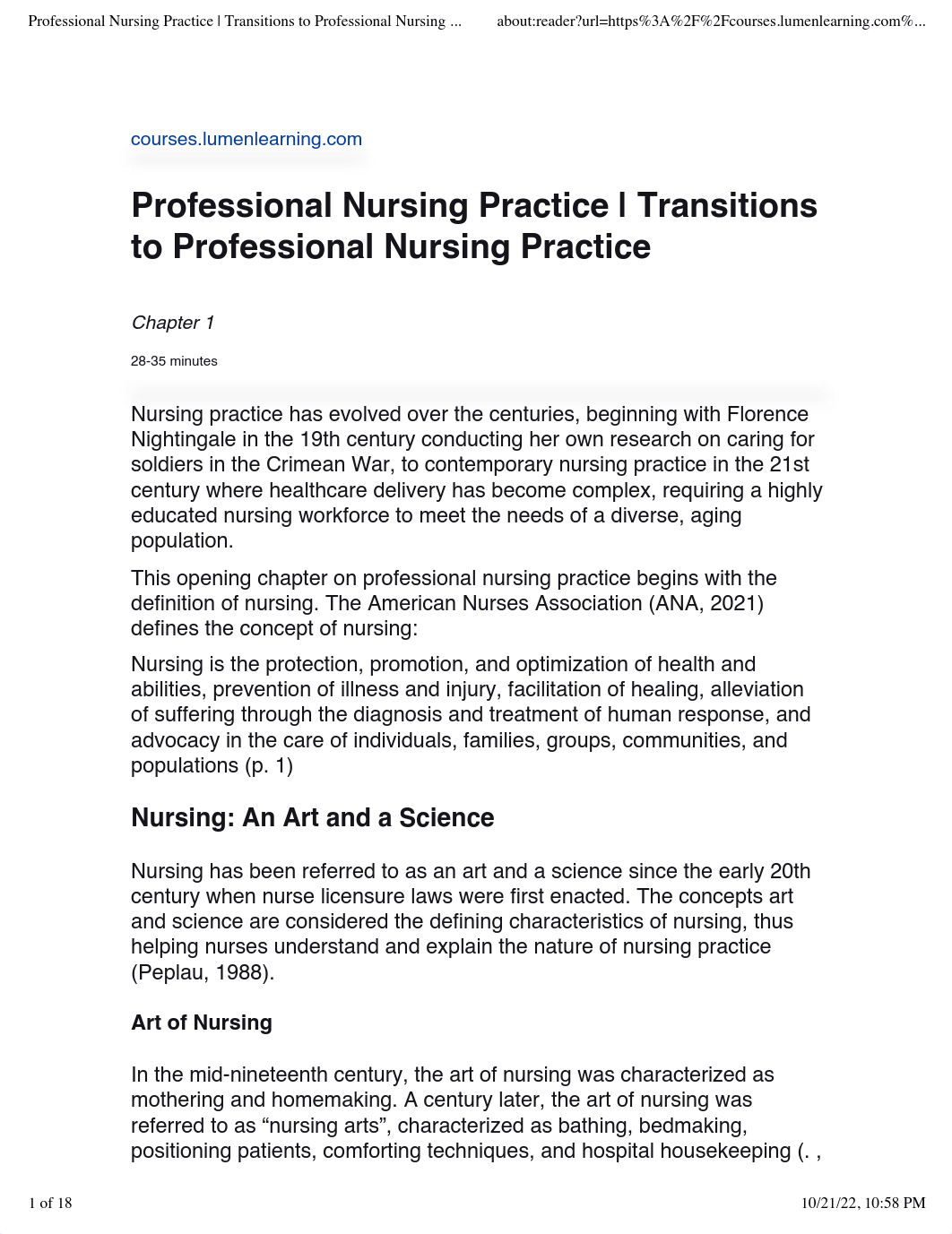 Nur213chapter1-Professional Nursing Practice | Transitions to Professional Nursing Practice.pdf_d0l2zn4pf9n_page1