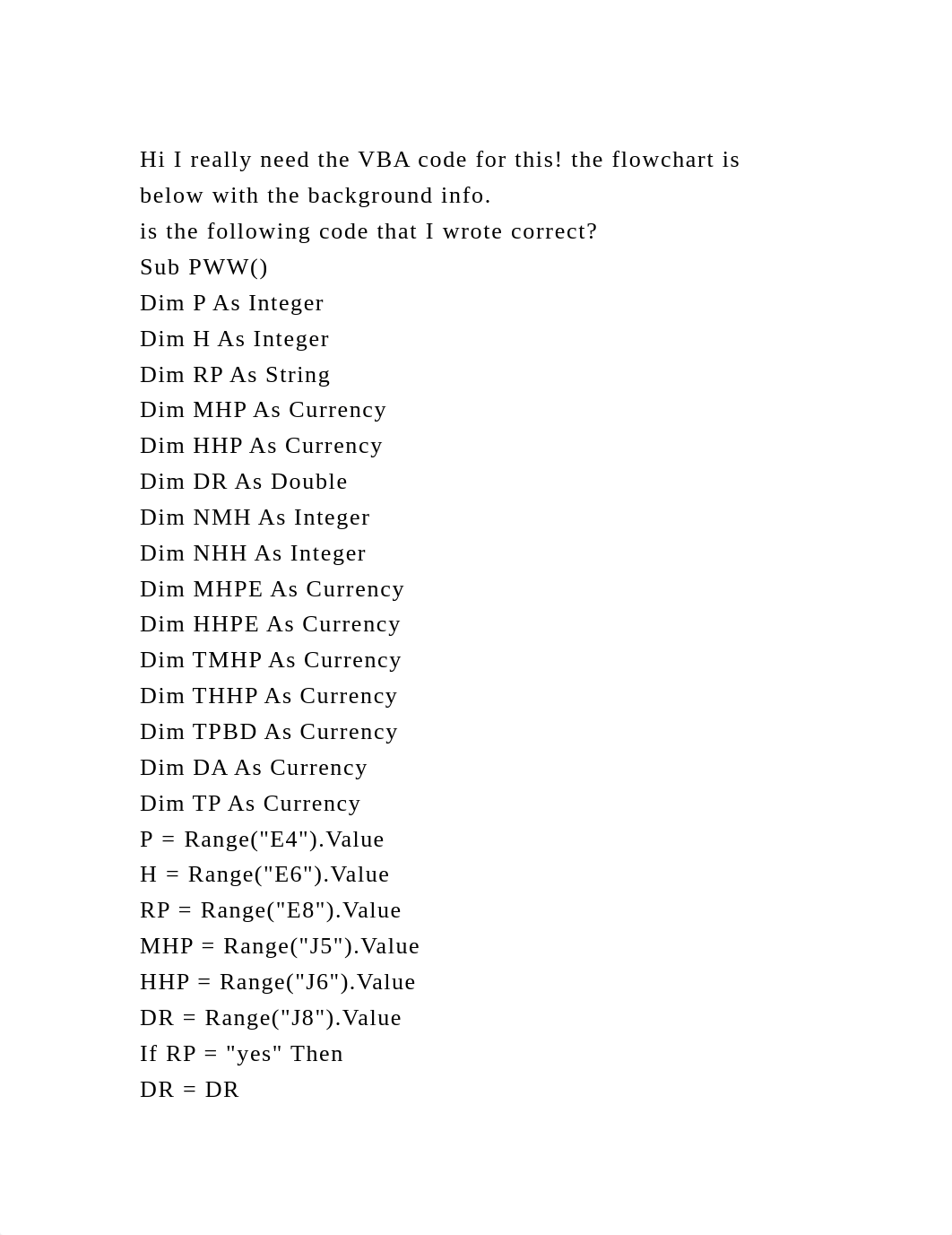 Hi I really need the VBA code for this! the flowchart is below with .docx_d0lvpwlr8kp_page2